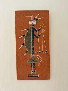Navajo YEl Sand Painting By David V. Lee Native American Wall Art 13” x 6”